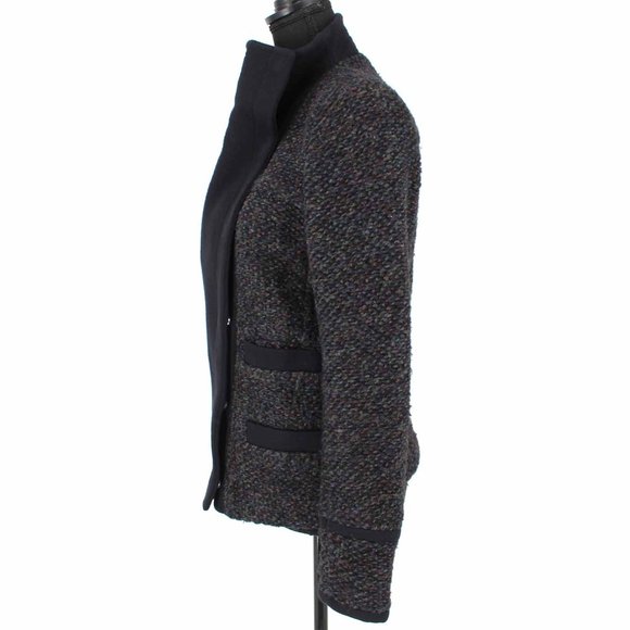 IRO Cydney Black Multicolor Tweed Jacket Boucle Wool Shawl Neck Blazer 40 Medium - Picture 5 of 9